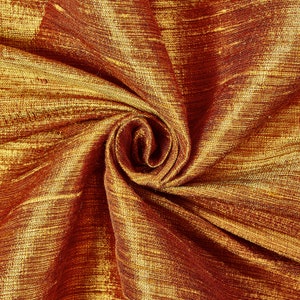Iridescent Shiny Shot 100% Hypoallergenic Silk Dupioni Fabric (54") - Gold / Brown