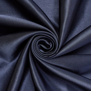 Midnight Blue Crepe Back Satin Bridal Fabric for wedding dresses, decorations, drapes, crafts crepeback by the yard