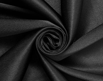 Black Crepe Back Satin Bridal Fabric for wedding dresses, decorations, drapes, crafts crepeback by the yard