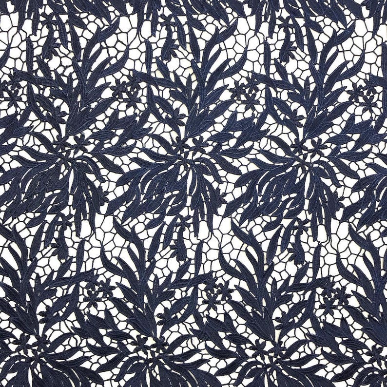 Navy Blue Zahara Guipure French Venice Lace Embroidery 52 inches wide many colors