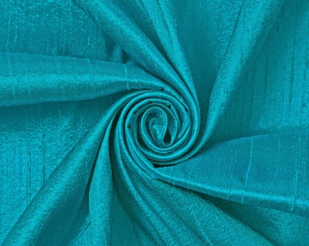 Turquoise 100% Pure Silk Dupioni Fabric 54"Wide BTY Drape Blouse Dress Craft FREE SHIPPING