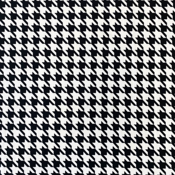 Noir et blanc Houndstooth imprimé DTY 4-Way Stretch Brossé Tissu 58/60 « Large par verge