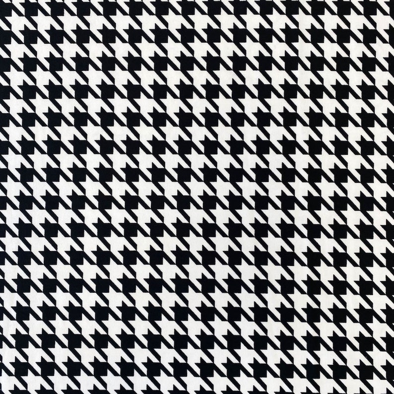 Black & White Houndstooth Printed DTY 4way Stretch Brushed Etsy