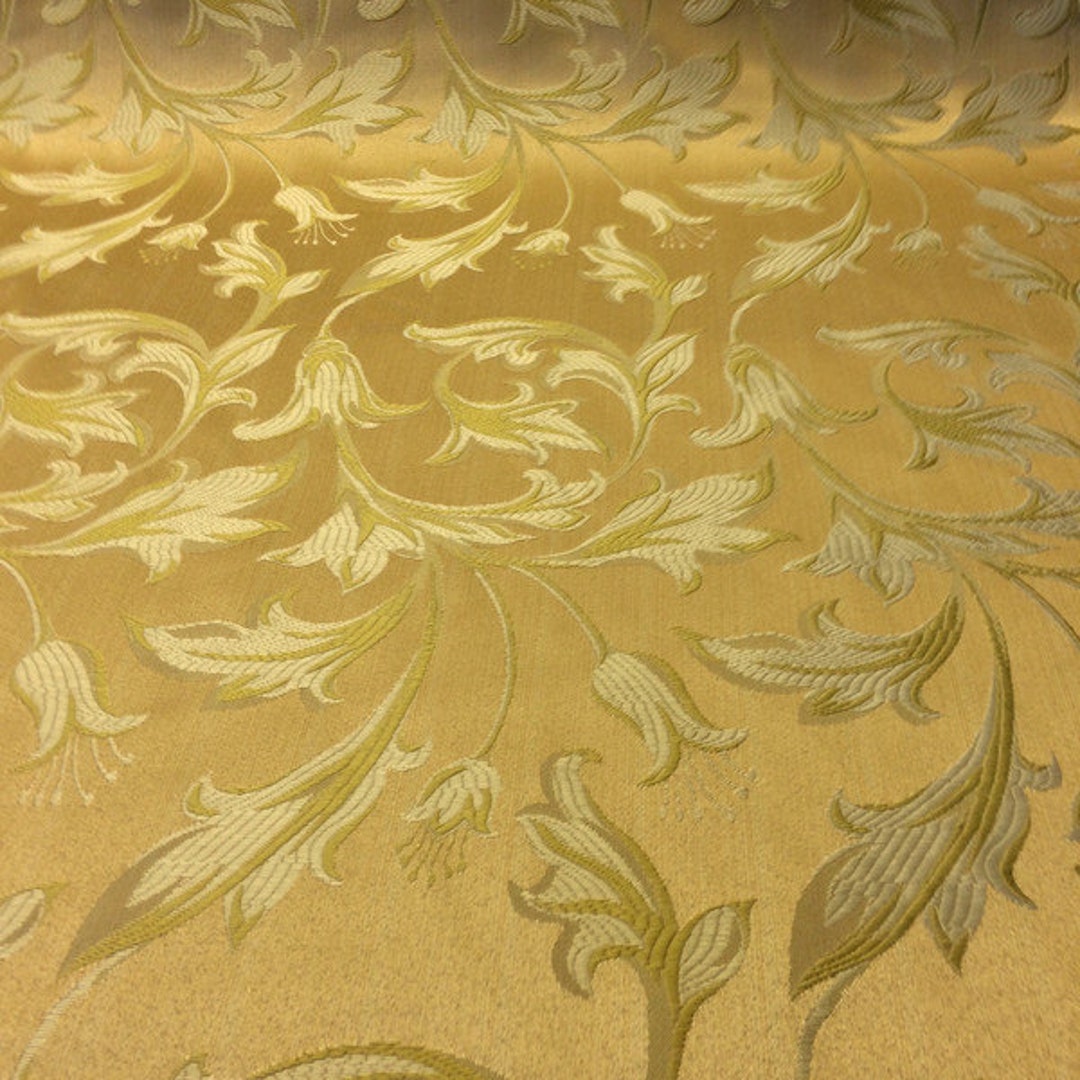 Gold / Gold Damask Jacquard Bloom Brocade Fabric 118 by the Yard Etsy