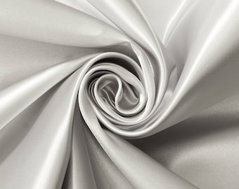 Silver Bridal Satin Fabric Silky Poly 60" Wide Heavy Wedding Dress Drapery By The Yard