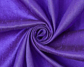 Deep Purple 100% Pure Silk Dupioni Fabric 54"Wide BTY Drape Blouse Dress Craft FREE SHIPPING
