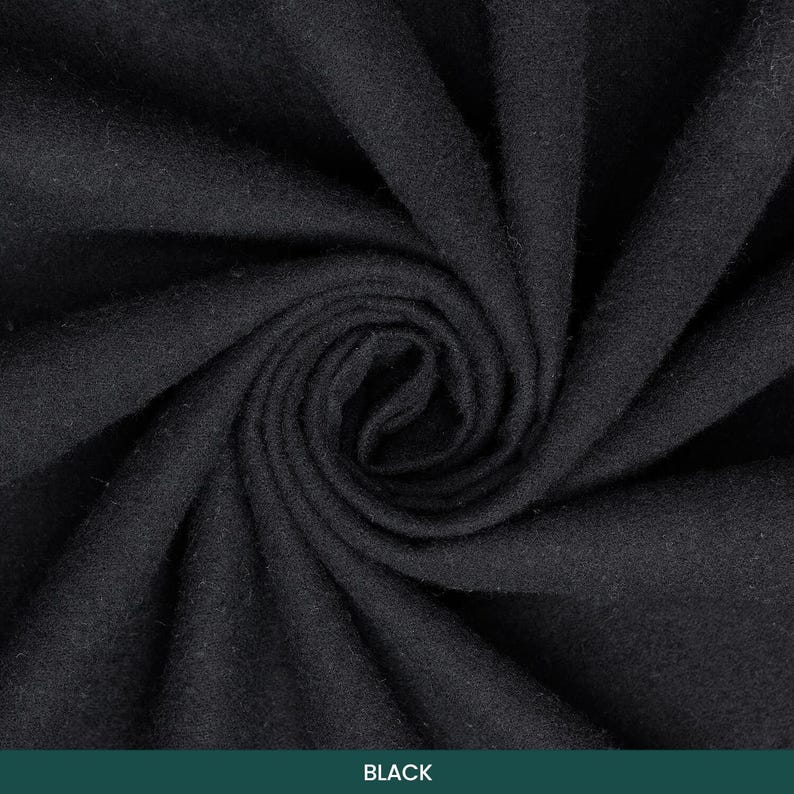 Cotton Flannel Fabric (5 oz) 100% Hypoallergenic 44/45 Inch Insulating By The Yard For Sewing Apparel, Accessories, & Décor Black
