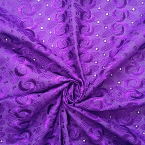Purple Eyelet Spiral Embroidery Fabric