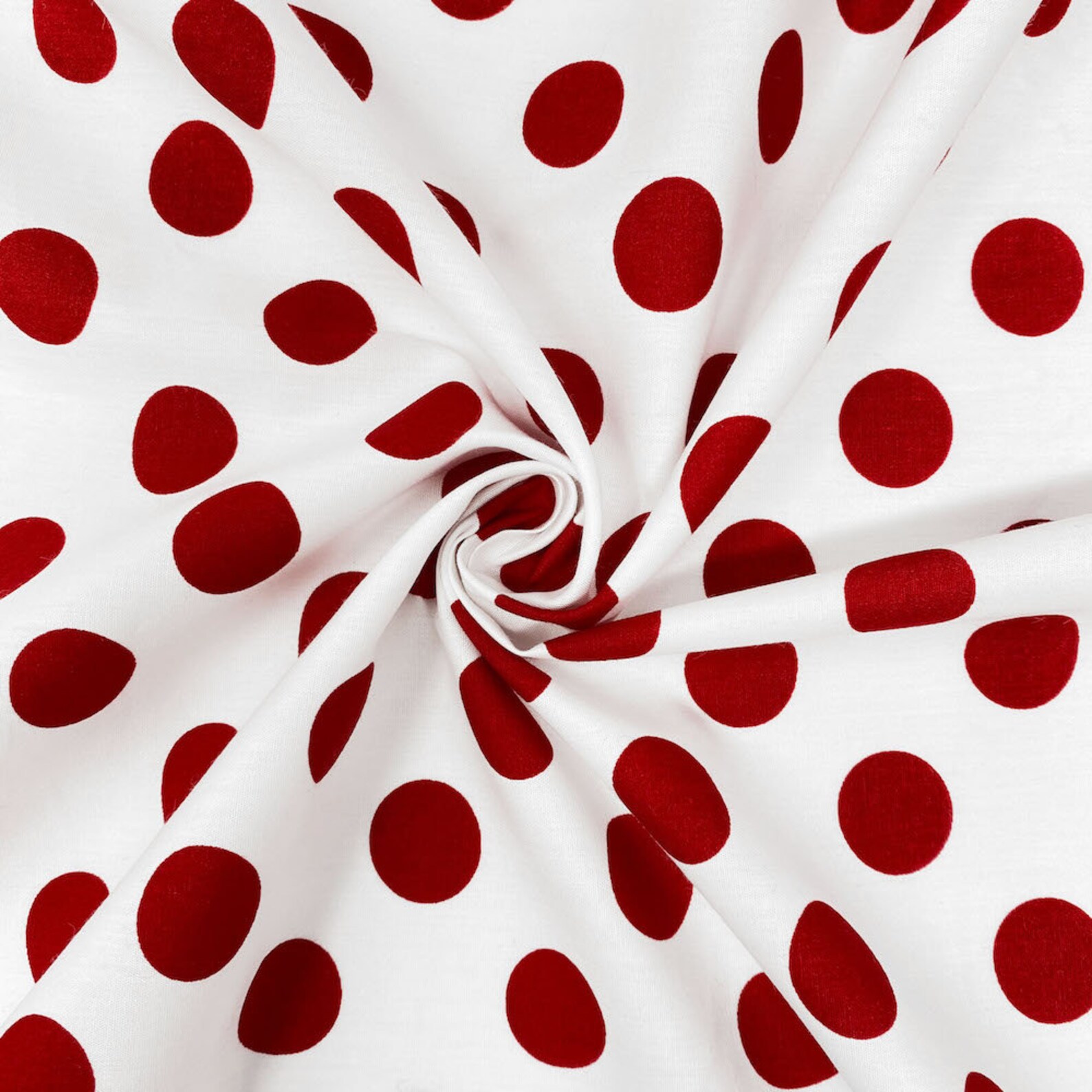 Polka Dot Large Printed Fabric White / Red 100 Cotton Etsy