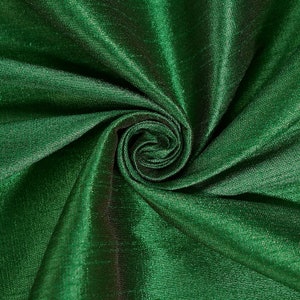 Hunter Green-142 Silky Dupioni Shantung Fabric 100% Polyester for Apparel Home Decor By the Yard