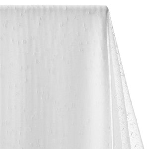Elio Slubbed Sheer Mesh Dobby Fabric – White 122” By The Yard
