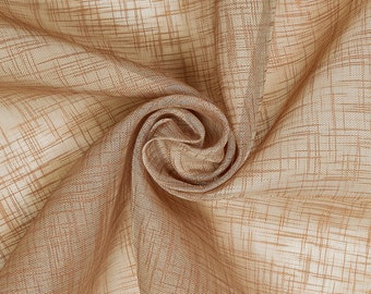 Sheer Voile Gasa Fabric 110" Wide Faux Linen Cortina Prendas de vestir Vendido BTY - Camel