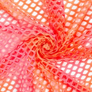 Neon Pink Orange Cabaret Stretch Mesh Net Fabric Spandex Hole Costume Dance Wear 4 Way Stretch 58&quot; Wide All Colors
