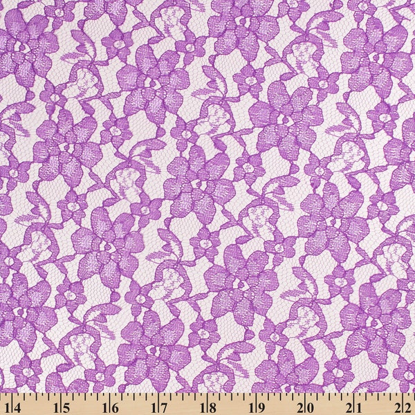 Purple Raschel Lace Fabric FREE SHIPPING 60" Wide Polyester French Floral by the yard