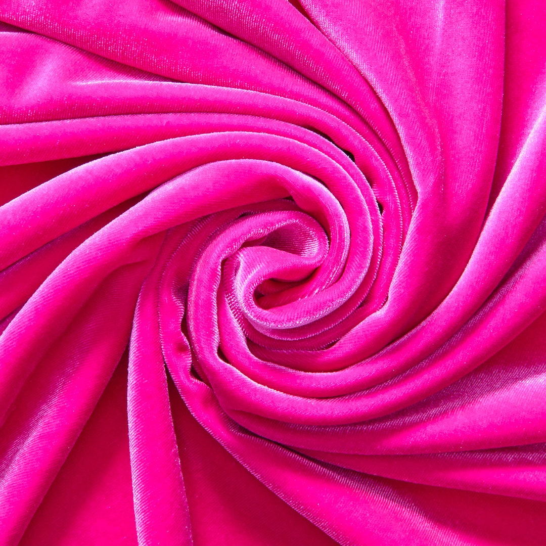 Princess NEON PINK Polyester Spandex Stretch Velvet Fabric for Tops,  Dresses, Skirts, Dance Wear, Costumes, Crafts 10001 