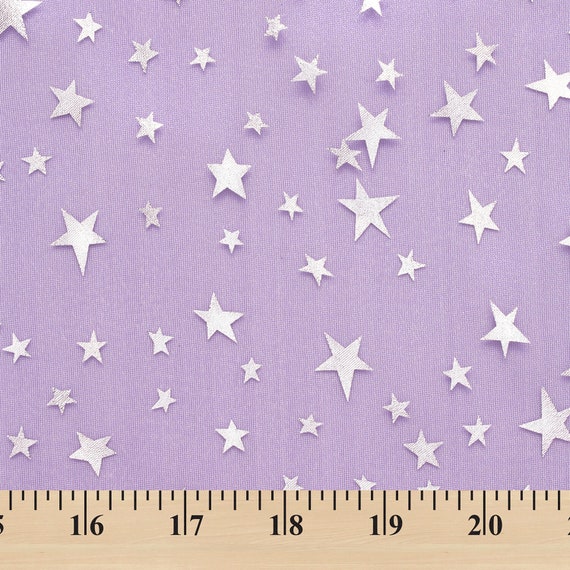 Organza Printed Stars Purple Fabric Crystal Sparkle Shiny Crafts