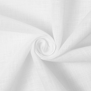 May include: White fabric with a smooth, even texture, folded and twisted into a spiral shape. The fabric is soft and light, with a subtle sheen.