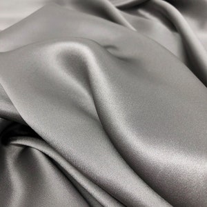 Grey Silk Charmeuse Fabric 100% Silk 18mm Solid 44&quot; wide Sold By the Yard Many Colors