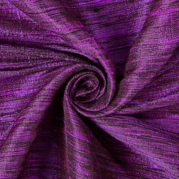 Iridescent Shiny Shot 100% Hypoallergenic Silk Dupioni Fabric 54 Purple /  Black 