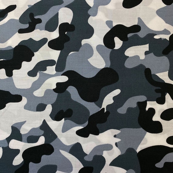 Grey Military Army Camo Print Fabric 100% Cotton 58/60 Wide Sold