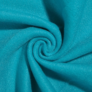 Tissu polaire turquoise uni, anti-boulochage, 60 po. de large par mètre