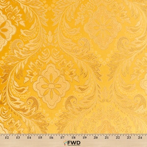 Gold / Gold Metallic Floral Brocade Fabric