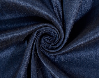 Navy Blue-164 Silky Dupioni Shantung Fabric 100% Polyester for Apparel Home Decor By the Yard