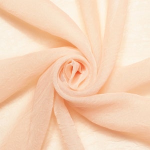 Peach Crushed Sheer Voile  Fabric 110&quot; Wide Curtain Drapery and Apparel per yard 100% polyester