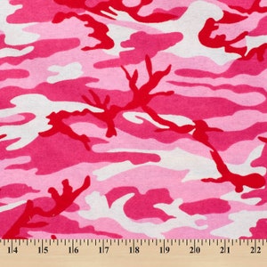 Cotton Printed Flannel Fabric 45&quot; Wide Soft Warm Comfy By The Yard Camo Pink