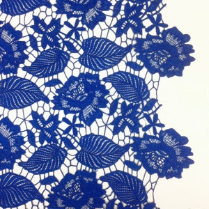 Royal Blue Leaf Floral Guipure Fabric French Lace Embroidery 52&quot; wide