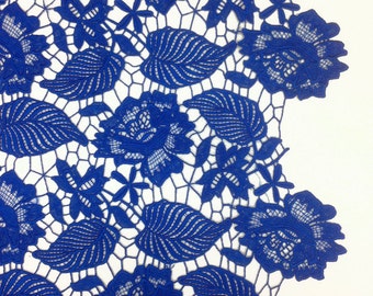 Royal Blue Leaf Floral Guipure Fabric French Lace Embroidery 52" wide