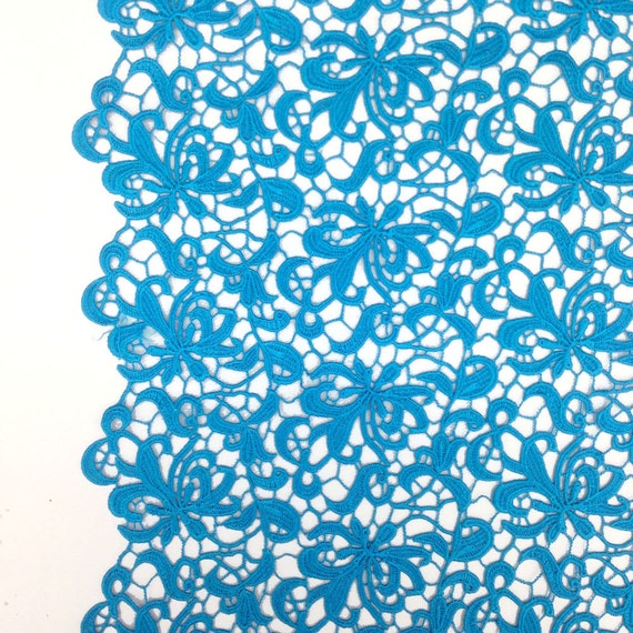 Turquoise Web Floral Guipure Fabric French Lace Embroidery - Etsy
