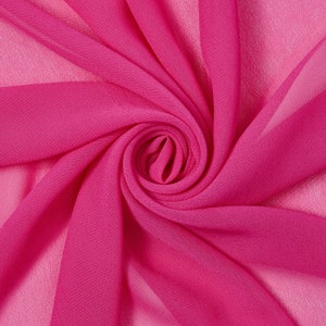 Magenta Chiffon Fabric Polyester All Solid Colors Sheer 58'' Wide By the Yard for Garments, Decoration, Crafts