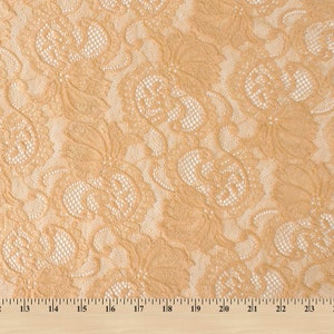 Banana Stretch Lace Fabric Floral Embroidery Poly Spandex 58&quot; Wide BTY Wedding Apparel Victoria