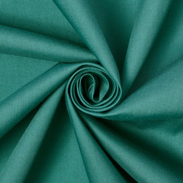 Teal Cotton Polyester Broadcloth Fabric Apparel 45" Inches Solid PolyCotton Per Yard