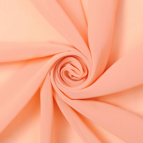Peach Chiffon Fabric Polyester All Solid Colors Sheer 58'' Wide By the Yard for Garments, Decoration, Crafts