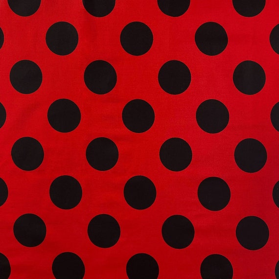 Polka Dot Extra Large Printed Fabric Red / Black 100 Cotton Etsy
