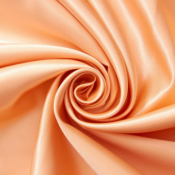 Peach Charmeuse Bridal Satin Fabric for Wedding Dress 60" inches By the Yard Charmuse