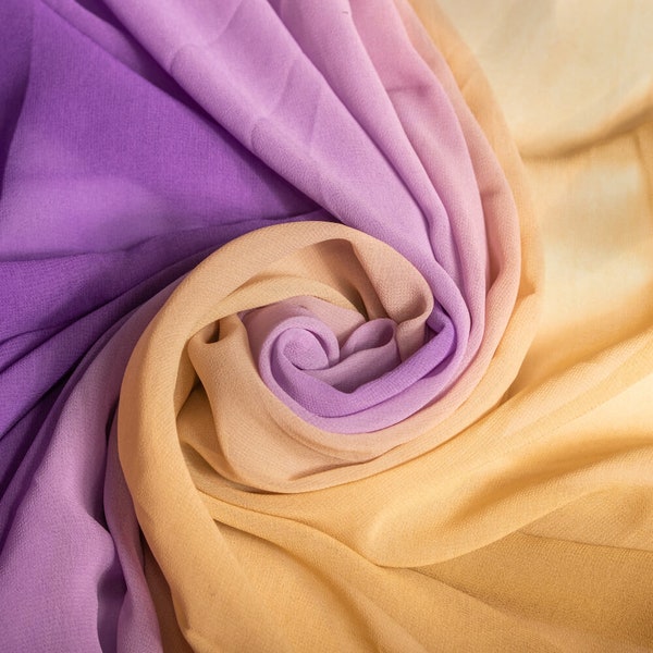 Chiffon Ombre Printed Fabric Violet To Chocolate 100% Polyester 58/60" Wide