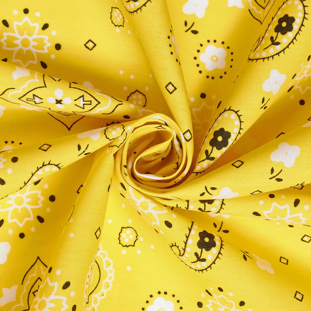 Yellow Bandana Paisley Print Polyester/cotton Broadcloth 60 Wide Sold BTY -   New Zealand