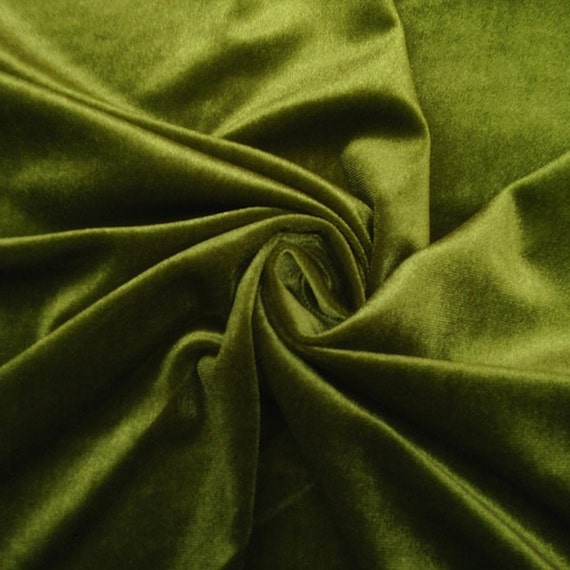 Olive Stretch Velvet Fabric 60'' Wide by the Yard for Etsy