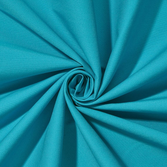 Turquoise Stretch Broadcloth Fabric Cotton Polyester Spandex Blend