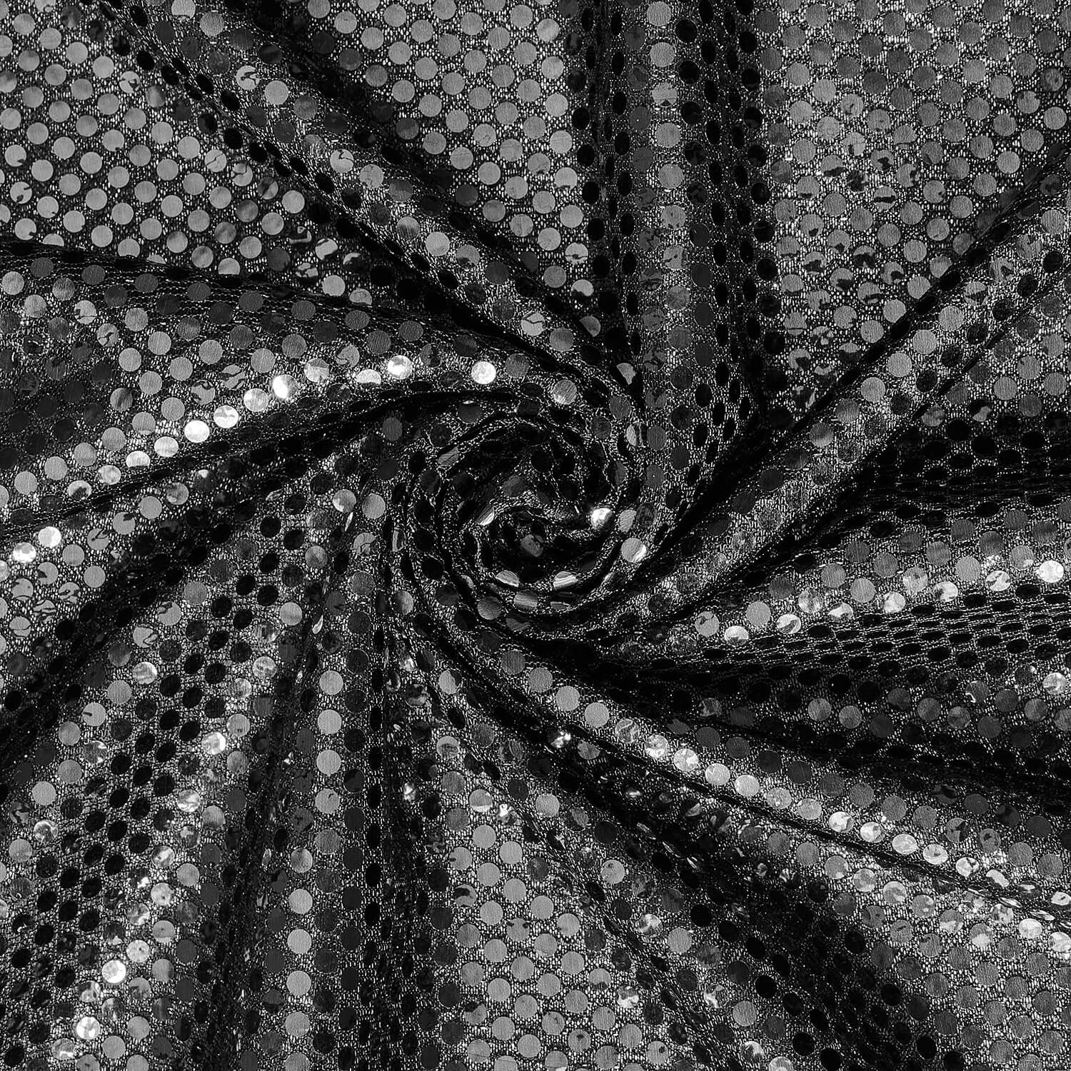 Black Net Fabric with Sequins Embroidery 60 Inches Width