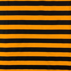 Printed Striped Cotton Fabric 100% Cotton Black Gold 58/60&quot; Wide Sold BTY
