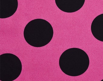 Polka Dot Extra Large Bedruckter Stoff Fuchsia / Schwarz 100% Baumwolle 58/60 "Breit Verkauft Bulk-Lager