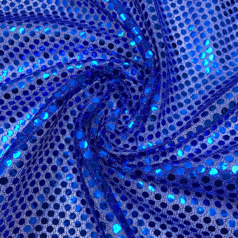 Royal Blue Shiny Sequin Dot Confetti Fabric for Sewing Etsy