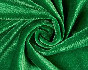 Kelly Green Stretch Velvet Fabric 60&#39;&#39; Wide by the Yard for Sewing Apparel Costumes Craft