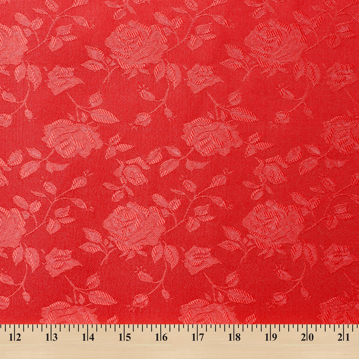 Rose Satin Jacquard Fabric Red Polyester Double-sided Floral 59/60 by the  Yard -  Canada