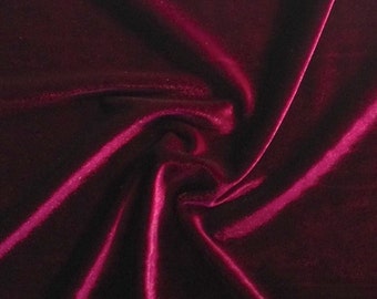 Wine Stretch Velvet Fabric 60'' Wide by the Yard for Sewing Apparel Costumes Craft