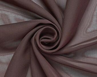 Brown Chiffon Fabric Polyester All Solid Colors Sheer 58'' Wide By the Yard for Garments, Decoration, Crafts